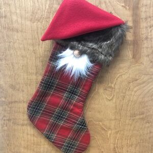 Gnome Stocking Christmas Red Green Brown Plaid Xmas Santa Pom Pom Farmhouse Gift